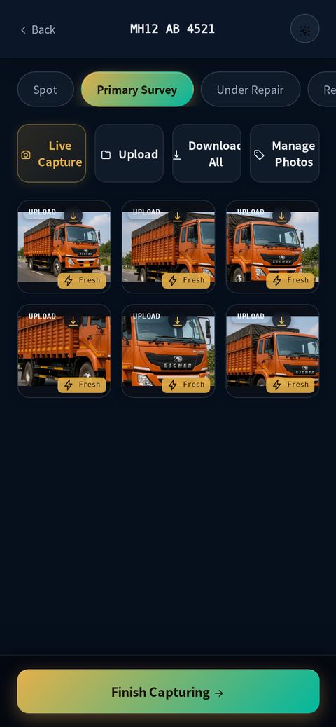 Primary survey photos on a phone